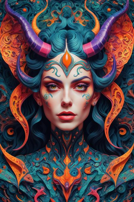 a succubus, sfw,, (DMT art style :1.3), Bright colors, surreal visuals, swirling patterns, DMT art style, (made of paper:1.3), (masterpiece, best quality, detailed:1.3), beautiful, (high details, 8k:1.3)