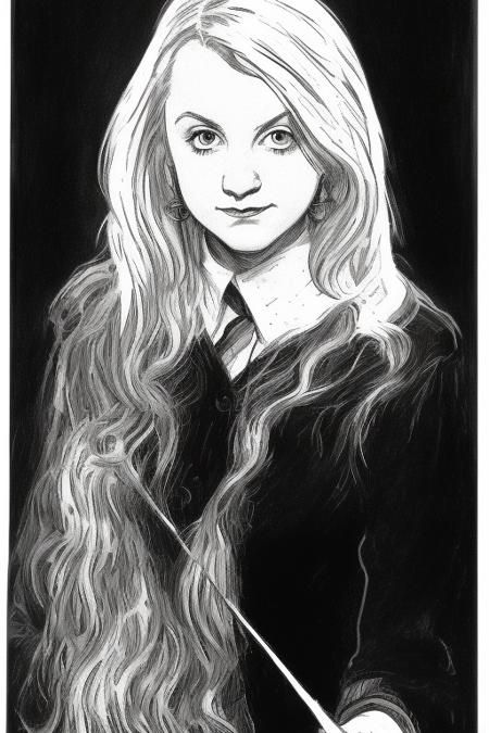 A portrait painting of luna, black and white, comic book style,  by Bernie Wrightson