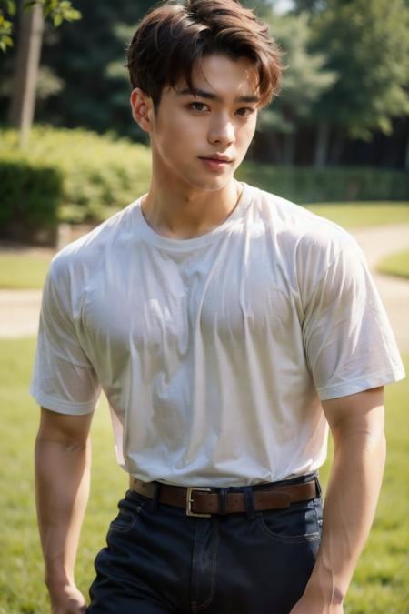 masterpiece, best quality, UHD, 8K, realistic, (photorealistic), (extremely Highly detailed photo:1.2),1boy, solo,upper body,cowboy shot,outdoors,  <lora:add_detail:1> <lora:husbandoLocon_v33:0.3>  <lora:gayboy-000005:0.6>