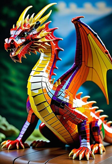 masterpiece, best quality, 
World Morph (Jigsaw puzzle), Realistic, 
dragon, fullbody
