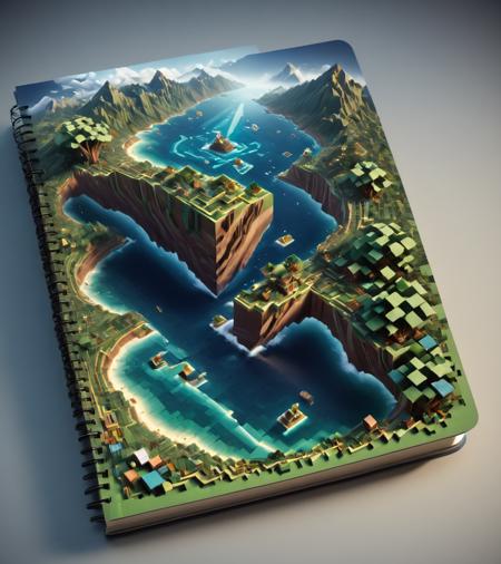 Surrealist art <lora:Book_FFusion:1> <lora:Book_FFusion_32:0.21> <lora:FF-Style-Dall-e-FFusion-Surrealism:0.3> minecraft notebook with a 3d island on it, 3 d epic illustrations, isometric voxel art, isometric art, isometric island in the sky, isometric 3d fantasy island, high quality voxel art, intricate 3 d illustration, detailed digital 3d art, voxel art, 3d matte illustration, isometric 3d fantasy, very detailed isometric . Dreamlike, mysterious, provocative, symbolic, intricate, detailed