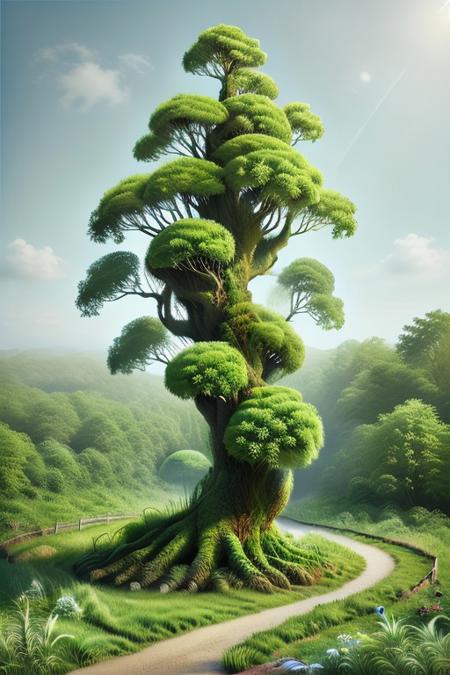 photorealistic image, grassify morph Description: Create a stunning image that showcases the life-giving forces of the Earth's elements. Depict a serene landscape where the warmth of the sun, the freshness of the air, and the nourishment of the soil all come together to support the growth and thrive of diverse plant and animal life. Diverse flora, grassify world.