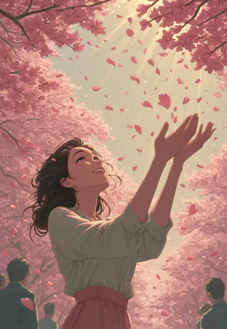 Sakura petals falling festival