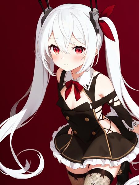 masterpiece:1.2,best quality:1.2, incredibly absurdres, absurdres, highres, wallpaper, anime,
1girl, solo, vampire \(azur lane\), petite, white hair, long hair, twintails, red eyes, <lora:Out:0.7>