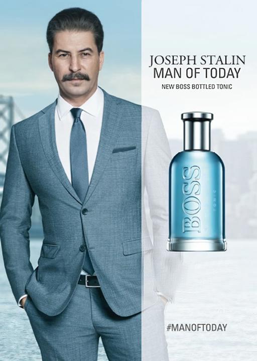 Man in a suit advertising a new Boss fragrance