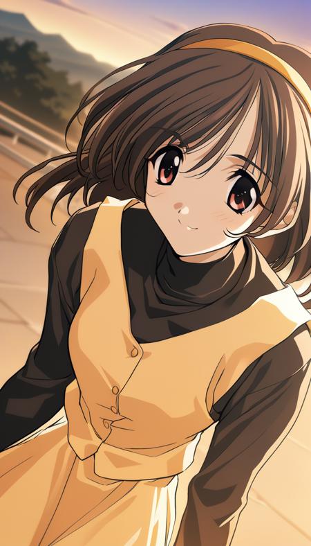 Yue Imasaka, sumisora uniform, hairband, black bodysuit, white uniform,black neck,black bow,black skirt, black bodysuit, pink dress, black bodysuit, yellow dress,Yellow vest,black bodysuit,black sleeveless,hairband,