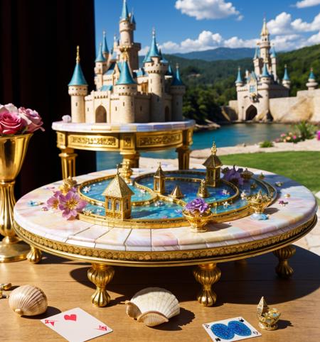 castle, flowers, Bling, gold, HD, Photo, Seashell, Cards, in Marbles, Puzzle, Toy, table