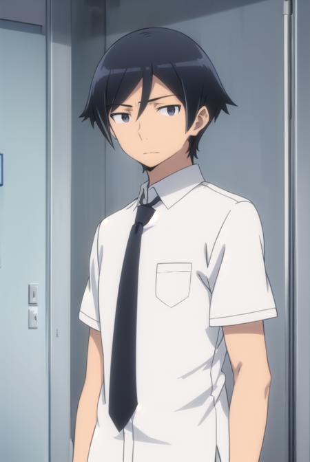 kyousukekousaka, <lora:kyousuke kousaka s2-lora-nochekaiser:1>,
kyousuke kousaka, black hair, male focus, (black eyes:1.5),
BREAK shirt, school uniform, white shirt, short sleeves, necktie, black necktie,
BREAK indoors, classroom,
BREAK looking at viewer, (cowboy shot:1.5),
BREAK <lyco:GoodHands-beta2:1>, (masterpiece:1.2), best quality, high resolution, unity 8k wallpaper, (illustration:0.8), (beautiful detailed eyes:1.6), extremely detailed face, perfect lighting, extremely detailed CG, (perfect hands, perfect anatomy),