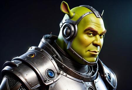 Digital depth map, digital indicators on the map, Shrek dressed as a robot, The face is painted. a robot suit made of steel, a powerful steel connection in a robot suit, with electrical connections from the suit to the head shield,
Strong steel head shield, highly detailed, bold lines, trends in ArtStation, (intricate detail, masterpiece, best quality: 1.4), looking at the viewer, dynamic pose
<lora:add-detail-xl:1> <lora:xl_more_art-full_v1:0.5> <lora:NicolaSamori:0.5> Nicola Samori style <lora:looking_at_viewer:2>