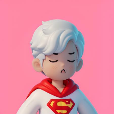 3d, blender, tinycore, toycore, sculpture <lora:3dcute:0.6> (white_background:1.3),  <lora:portrade:0.3>short_hair, simple_background, 1boy, closed_mouth, closed_eyes, upper_body, male_focus, cape, red_cape, superhero, superman