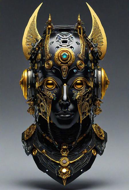 ritual mask ,robotic shaman, Tech noir, Mind-hive , <lora:Ritual_Mask_SD15:0.75>