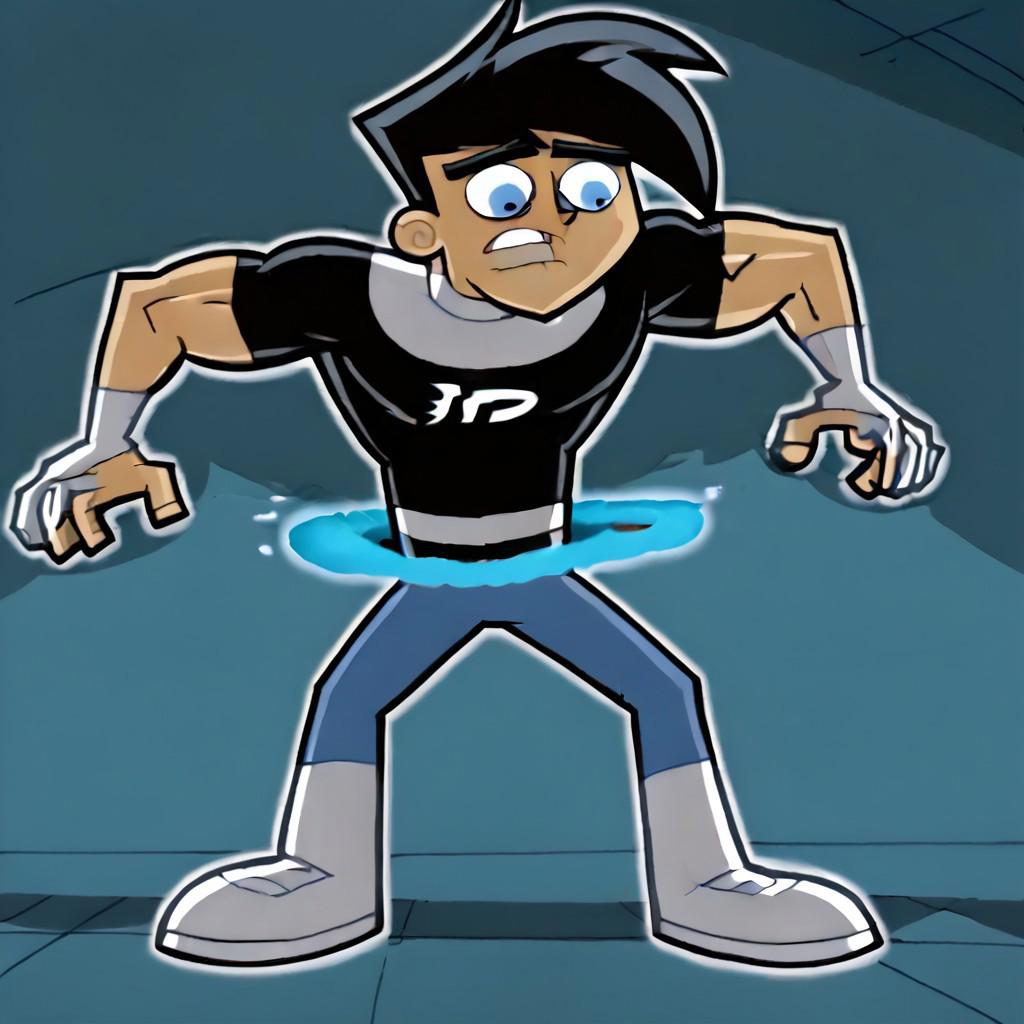 danny fenton,black hair,blue eyes,parody,Portal_TG,1boy,transformation,muscular,muscular male,muscle growth,muscle transformation