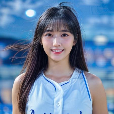 nice hand,perfect hand, <lora:GoodHands-beta2:1>
PENGJOYCE ,<lora:joyce:0.7>,glowing eyes,1girl,long hair,(WHITE BASEBALL cheerleader uniform),solo,baseball stadium,(night sky:1),SMILE,realistic,medium breasts,best quality,masterpiece,an extremely delicate and beautiful,CG,unity,8k wallpaper,Amazing,finely detail,masterpiece,official art,extremely detailed CG unity 8k wallpaper,incredibly absurdres,huge filesize,ultra-detailed,highres,extremely detailed,beautiful detailed girl,realistic,full frontal,light contrast,<lora:LCM-LoRA_sd15:1>, <lora:add_detail:0.5>