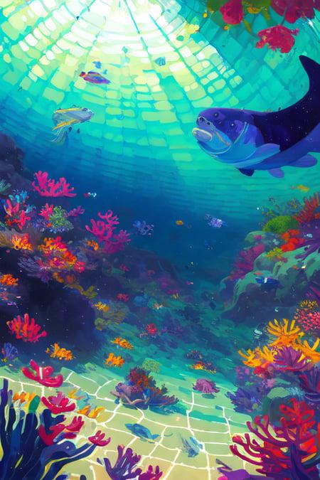 <lora:S1-Kurzgesagt_Dreamlike-000008:1>,by Pino Daeni, by Ruan Jia, by Alayna Lemmer, by Carlo Galli Bibiena,
ocean,sea,fish,coral,water,aquatic,blue background,
vector art, Kurzgesagt, sharp focus, (HDR), (8k), (gigapixel), ((masterpiece))