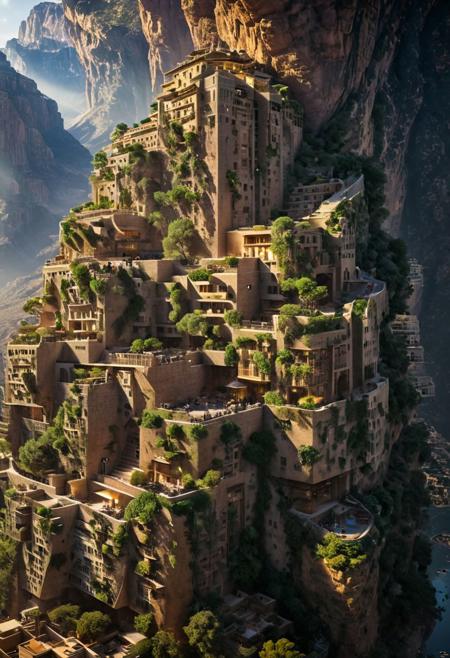 (The colonial city of the future, in the mist-filled Grand Canyon, on an unknown Earth-like planet, 2 moon on sky, Spaceship flight connects colonies, waterfulls:1.3), (Machu Picchu, a mountain settlement, incredibly spectacular:1.2), (Mario Botta:1.3), (avant-garde, future, reality, science fiction, photorealistic), (modern architecture:1.2), 
(Large Files, Ultra Realistic, 8K, 16k, FHD, HD, VFX, Perfect, Photography, composition, Architecture Sales Photography, Architecture Competition, Ultra High Resolution, Cinematography, High Resolution Image:1.1), (dramatic lighting, direct sunlight, ray tracing, clear shadow:1.2),  (real landscape:1.1), (blurred background:1.0), (urban background, more_details) ,
ac_neg1, great lighting, clear, hillscastel, extrusionbuilding, vertical