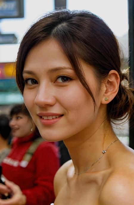 analog film photo solo, realistic, ((japanese woman)), (((black hair))), (((grin512:1.1))), (((Cropped jeans, off-the-shoulder top, mules, crossbody bag, dainty bracelet))), ((train station, bustling platform, departure boards, travel hub)), ((dynamic pose)), PA7_Human-Likeness, PA7_Photo, high detailed, PA7_Portrait-HL_v2, high detailed, 8k, clear facial features, <lora:PAseer-SD15-LCM Quick:1> <lora:JP_-_Ameri_Ichinose:1> ameriichinose <lora:GStyle_-_Photography_Style:.2> gstyle <lora:add_detail:0.2> <lora:add_sharpness:0.1>             . faded film, desaturated, 35mm photo, grainy, vignette, vintage, Kodachrome, Lomography, stained, highly detailed, found footage