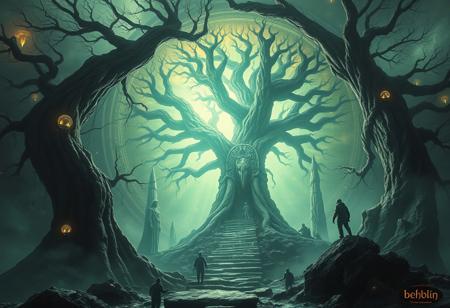 BEHOLD moblin, A universe inside a universe within mysteriously unknowable known in an unfathomable realm of fantastic creation inhabited by ancient shadows of a forgotten time beyond the gate of the gateless gate where life is limitless, light is shadow and shadow is light, eerie sense, horror, spark of the beginning, existence and nonexistence at once, ethereal, behold the end of the beginning, inglorious glory to the dark one, betrayal of the ancient order, beware 7headed beast, destroyer of old ways, bearer of unbearable, nightmarish, archaic runes, tree aging backwards, breath of gods, ruins of a place unimagined, extreme intricate detail, photorealistic, beyond epic scene, fate discarded, unseeable face of god, the end is the beginning, the beginning is the end, man arises as god dies, as above so below, as below so above, emerald tablet, thoth, guardian and saboteur of existence, hopeless hope, ghosts of the unborn, conception of the inconceivable, cosmic well of imperceptible perception, evil aura, infinite emptiness, pillars of void, overwhelming subtlety, abstract sacred geometry, beams of readiness without intention, gift of doom, despair of the ages, hidden secret warnings from dead gods, carved by the conductor of unholy loneliness of time incarnate, consumed by the night itself, beautiful tragedy of hellish discovery, unraveling mist of unreal reality, proclaim the nameless name of collapsed eternity, infernal maleficium, flameless fire, whores, whores, whores