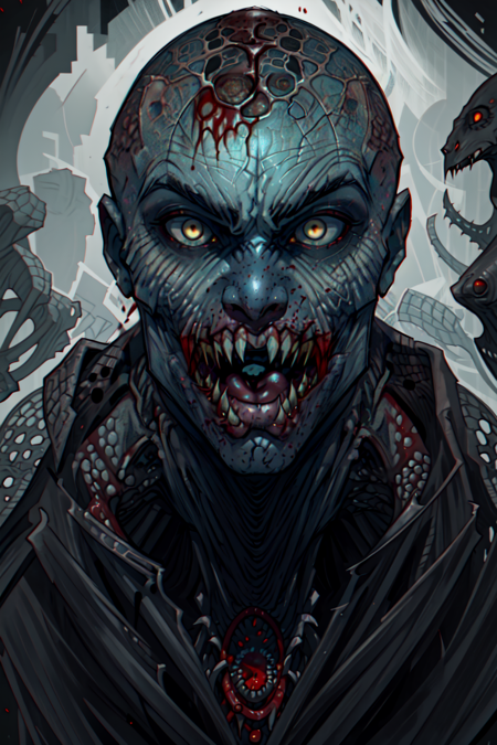 EarthWendigo-UD horror (theme) alien sharp teeth  white eyes fangs monster