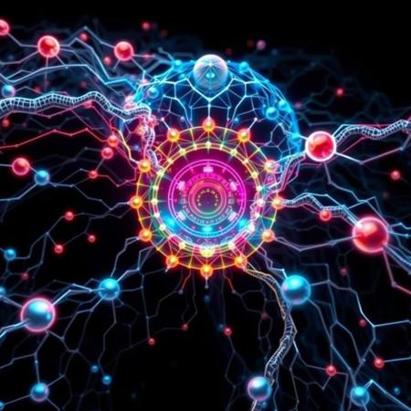 Layers Of Cybernetic Neurons, Scientific 4.0, Dimensional Rift, Abstract Diagram of Complex Supernatural Mathematics, Colorful 22 Step Spirit World, Pure Energy Balls, High Contrast Melding