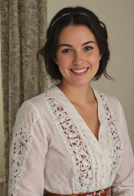 smiling sexy 20yo girl from New Zealand in traditional clothing