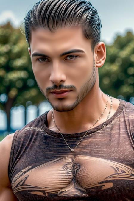 <lora:BrazilManAmazon_V1.0:1>, (photorealistic:1.4), (masterpiece:1.4),(best quality:1.4)(high_resolution:1.1) , (1man, (brown eyes), wearing casual clothing, t-shirt), ((upper body)),  ((realistic hair:1.2)), ((thin beard)),
<lora:muscle_slider_v1:2>,
<lora:weight_slider_v2:-1>,
<lora:hair_length_slider_v1:1>,
<lora:Background_Detail_v3:0.4>,
<lora:add_detail:0.5>