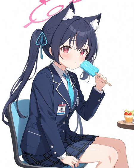 serika \(blue archive\),1girl, solo, sitting, white_background, halo, popsicle, twintails, simple_background, blue_necktie, chair, school_uniform, earpiece, blush, animal_ear_fluff, microphone, long_sleeves, plaid_skirt, hair_ribbon, holding_food, shirt, blazer, sweat, parted_lips
<lora:serika_(blue_archive)_image1321_2023-11-28-000012:1>halo. gorgeous,key visual, vibrant, studio anime,award-winning, professional, highly detailed,high budget, cinemascope