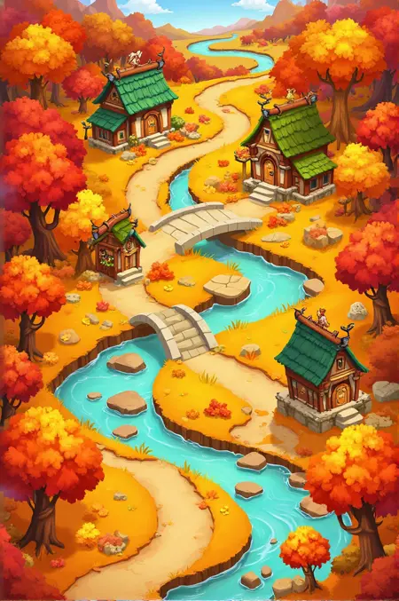 Cartoon game map design,