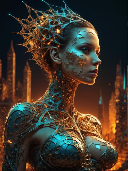 burning heroine, fantasy concept art, night scenery, fractal cracked surface, bokeh, (mixed styles by Alberto Seveso and Gediminas Pranckevicius and Wadim Kashin:1.2), breathtaking intricate details, dramatic natural lighting, reflective catchlights, cinematic, brilliant, sharp focus, fantastical and mysterious, maximalist masterwork by head of prompt engineering , hyperkraximalism <lora:hyperkraximalism:0.3>
