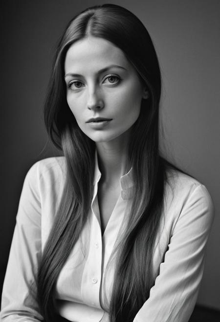 Extremely beautiful woman,very long hair, masterpiece, 1960s style portrait photograph by Annie Leibovitz, Rolleiflex medium format tlr