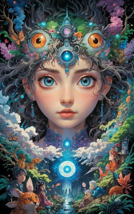 <lora:MindWarp:0.85><lora:Mixed_Media:0.35>,Anime studio Ghibli,cute cosmic goddess,glowing eyes,iridescent,hypnotic,ultra-detailed,waist-up,maximalist,
Megapixels,Super-Resolution,Strong Shadows,Intricate Details/Insane Details/Hyper-detailed<lora:xl_more_art-full_v1:0.3><lora:DD-pnte-neg-v1:-1.5><lora:RMSDXL_Creative:1><lora:RMSDXL_Enhance:1>,