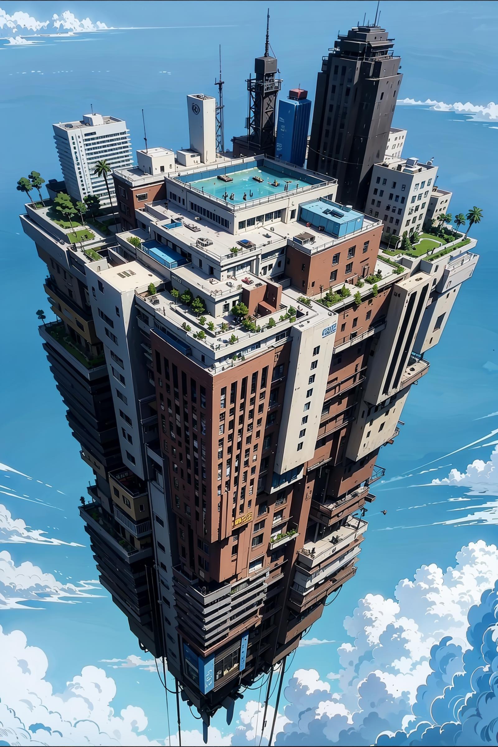 Floating architecture/Floating buildings/Suspended city/empty island/Mega buildings 浮空建筑 image by BIAO_9527