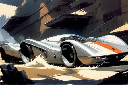 masterpiece, ground vehicle, vehicle, car, sports car,  no_humans, SydMead_style  <lora:SydMead_style_V1-000016:0.8>