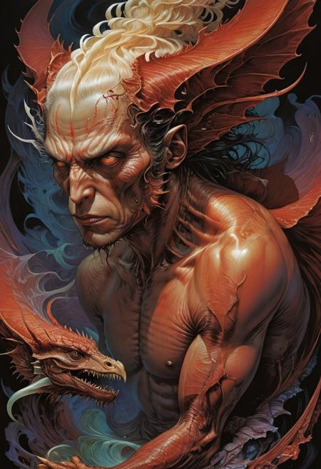 S_JStyle , a daemon , sensual, by Lois van Baarle Jason A. Engle Gerald Brom Yoshitaka Amano Moebius, Victo Ngai Katsuya Terada, 
Best quality, 4k, Extremely detailed hyper realistic.
art by apterus
