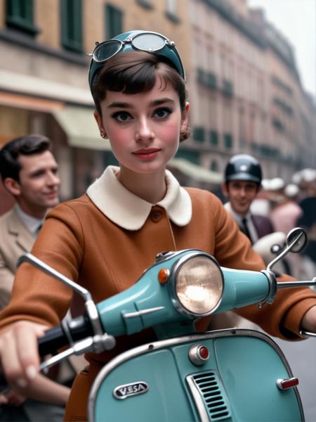 close up photo of adr, excited, amused, sexy, beautiful, young, dslr, 8k, 4k, ultrarealistic, realistic, natural skin, textured skin, 60s, british mod vespa