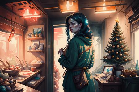 miaobishenghua ,christmas, lights,hyperrealistic, octane rendering, stoic cinematic, 4k epic detailed, watercolour,  wes anderson,cat:2, <lora:miaobishenghuav2:1>  <lora:gachaSplashLORA_gachaSplashFantasy20:1>