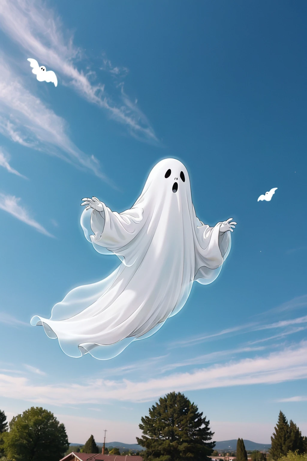 photo, flying ghost, in the sky
