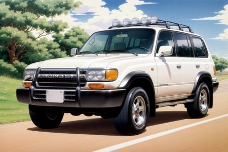 (anime), (illustration), cartoon, detailed, <lora:cruiser80:.7> cruiser80, masterpiece,best quality,official art,extremely detailed CG unity 8k wallpaper,illustration, vehicle focus, road,   <lora:urushisato:.5> ((urushisato)) (((detailed background))), cute, funny, centered, award winning watercolor pen illustration, detailed, disney, isometric illustration, drawing, by Stephen Hillenburg, Matt Groening, Albert Uderzo