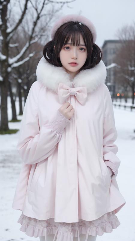 Twinkle,pink coat,fur collar,bow,