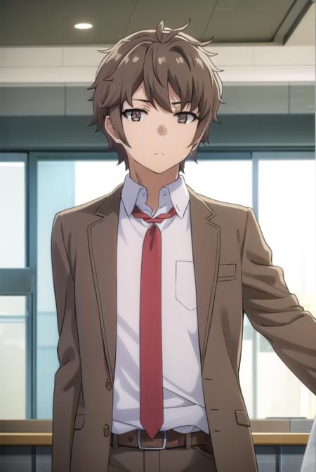 sakutaazusagawa, <lora:sakuta azusagawa s1-lora-nochekaiser:1>, 
sakuta azusagawa, short hair, brown hair, (brown eyes:1.5), male focus,
BREAK shirt, long sleeves, school uniform, jacket, white shirt, open clothes, necktie, belt, pants, blazer, red necktie, brown jacket,
BREAK indoors, classroom,
BREAK looking at viewer, (cowboy shot:1.5),
BREAK <lyco:GoodHands-beta2:1>, (masterpiece:1.2), best quality, high resolution, unity 8k wallpaper, (illustration:0.8), (beautiful detailed eyes:1.6), extremely detailed face, perfect lighting, extremely detailed CG, (perfect hands, perfect anatomy),