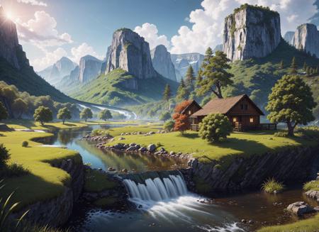 landscape, water, (extremely detailed CG unity 8k wallpaper), most beautiful artwork in the world, professional majestic oil painting, intricate, High Detail, Sharp focus, dramatic, photorealistic painting art