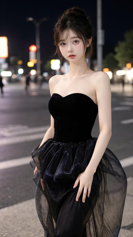 ,MIS,strapless,Tulle long dress,