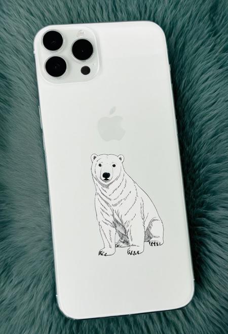 HD, A sleek white smartphone is juxtaposed with a polar bear, its interior unexpectedly resembling a technological structure, a visual symphony of technology and organic beauty