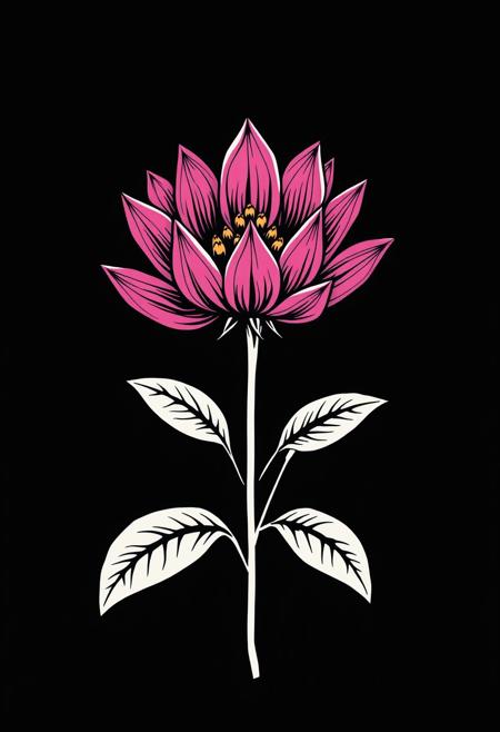 Never ending flower. Ready design for printing on a t-shirt. On a black background