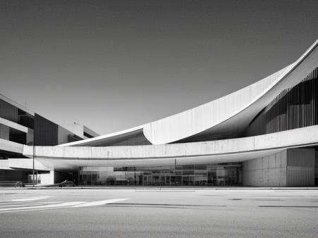 RAW photo, (avant garde building from outside), frontal elevation, curvilinear, white sky, (diffused light:1) <lora:MIR-v3:0.6> (translucent white glass), white concrete, contemporary brutalism style, by Gaudi, fog, (warm interior light:1), (open plaza), architecture photography, hyper realistic, super detailed, 8k, Nikon Z6 Mirrorless Camera, film grain