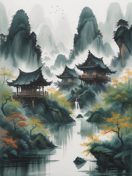 00658-3835779781-sumi-e_ink_painting,_cheerful,abandoned_fantasy_settlement_in_a_Cloud_Forest_lora_EnvyStarlightJapaneseInk01_1_.webp