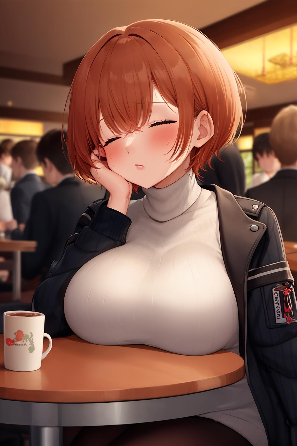 桌上的奶_breasts on table(upper body)_卓上の乳 image by TanedaRisa