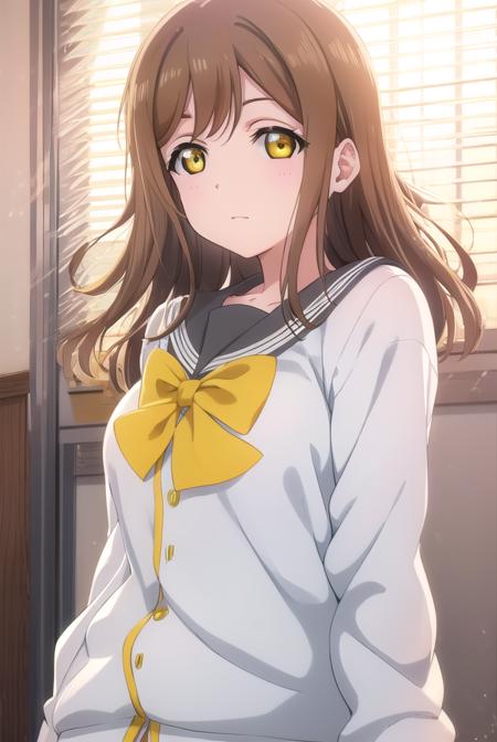 hanamarukunikida, <lora:hanamaru kunikida s2-lora-nochekaiser:1>,
hanamaru kunikida, long hair, bangs, brown hair, (yellow eyes:1.3),
BREAK long sleeves, bow, school uniform, serafuku, bowtie, cardigan, uranohoshi school uniform, yellow cardigan,
BREAK indoors, classroom,
BREAK looking at viewer, (cowboy shot:1.5),
BREAK <lyco:GoodHands-beta2:1>, (masterpiece:1.2), best quality, high resolution, unity 8k wallpaper, (illustration:0.8), (beautiful detailed eyes:1.6), extremely detailed face, perfect lighting, extremely detailed CG, (perfect hands, perfect anatomy),