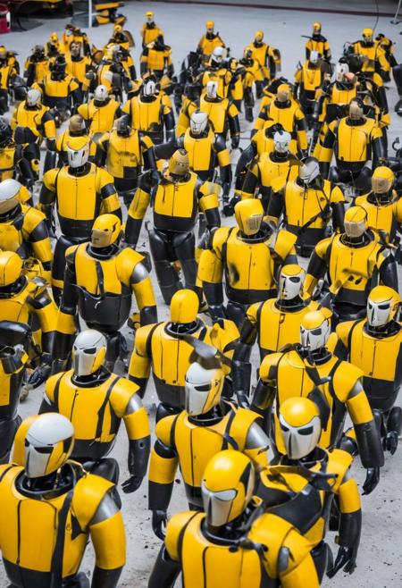 A bunch of crash test dummies, doing self destruction
