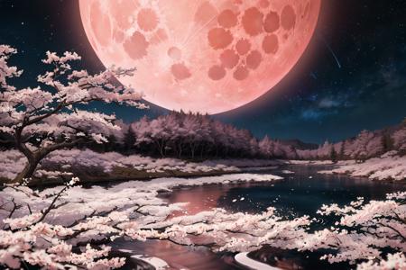 <lora:FGObgs-33:0.81> 
reflection, no_humans, scenery, star_(sky), sky, starry_sky, ripples, night_sky, space, night, moon, cherry_blossoms, black_background, water, reflective_water, outdoors, signature, light_particles, planet, milky_way, star_(symbol), petals, fantasy, still_life, full_moon, reflective_floor, (masterpiece:1.3), (best_quality:1.3), (ultra_detailed:1.3), 8k, extremely_clear,