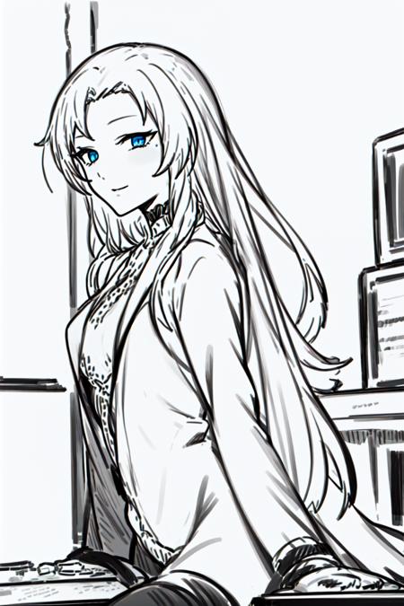 masterpiece, best quality, 1girl,ink,monochrome, <lora:JB-000010:1>blue eyes,